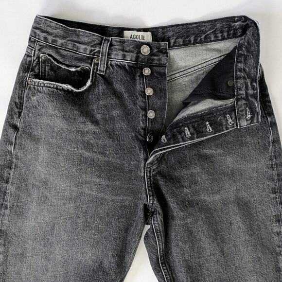 AGOLDE Fran Low Slung Jeans 26 Charcoal Straight Leg Rigid Button Fly - Picture 5 of 11